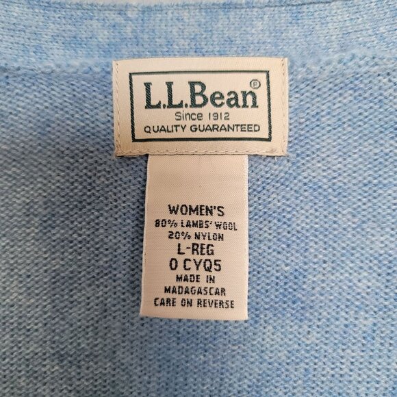 L.L. Bean Women's Lamb's Wool Blend V-Neck Cardigan Sweater. Size L - Picture 4 of 4